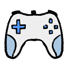 Game controller doodle hand drawn, video game pad joystick console joypad sketch ink drawing play entertainment gadget, isolated simple art design symbol vector © Ydzv Dsgn