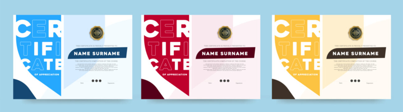 Elegant modern minimal certificate diploma template with clean layout suitable for award appreciation completion or achievement in education or corporate use