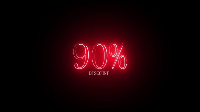 black background 95 percent neon glowing sign on loop animation green color icon Abstract 95% percent text neon animation