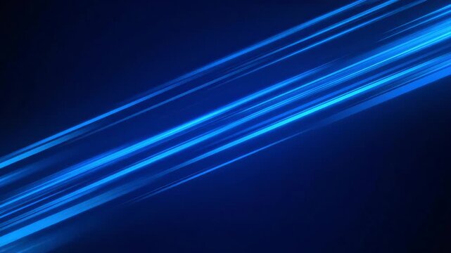 Abstract background with diagonal blue light streaks and motion blur, dynamic speed lines representing high velocity and energy