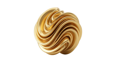 Fototapeta premium Golden swirl of creamy cosmetic product on white background