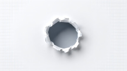 Fototapeta premium Round hole in white grid paper