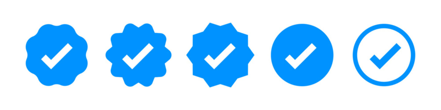Simple account verification icon set. It includes a live check, verify badge, and confirm. Solid icons collection.	
