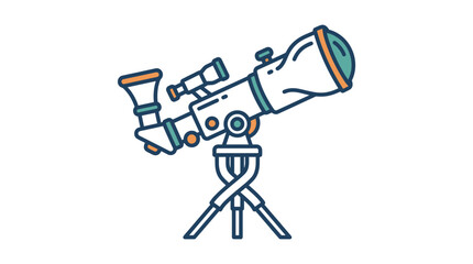 Fototapeta premium Professional Telescope on Tripod with Orange and Teal Accents