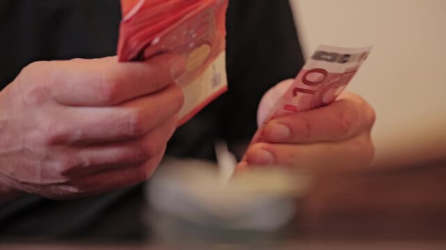 Closeup of euro notes reflects preparation and financial independence