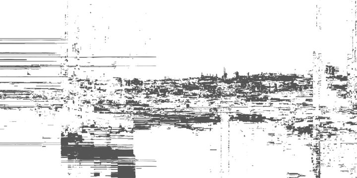 Glitchy distorted digital error video damage effect with horizontal lines and pixelation