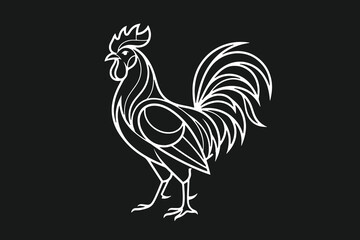 Abstract Line Rooster Icon Logo Background Illustration Creative Design Template  © art88