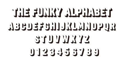 Obraz premium A creative vector illustration featuring a bold funky alphabet set with dark drop shadow effects