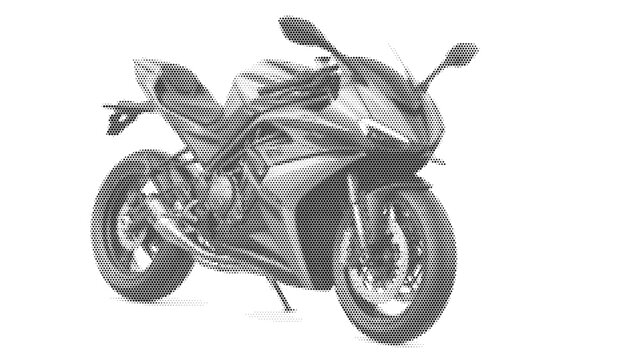 halftone vehicle sportbike motorbike motorcycle transportation motor drive speed fast vector illustration graphic design dotted black white transportation