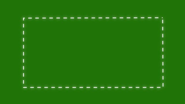 Dotted line rectangle frame animation on black background. of a dotted line path from left to right point. Dotted line rectangle frame animation on white background. 4k