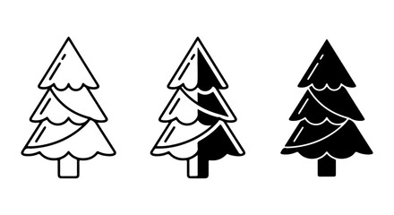 Fototapeta premium Stylized Pine Tree Icons, Vector Graphics Set, Black and White Forest Elements