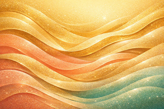 Luxury Golden Glitter Flowing Wave Abstract Background with Elegant Sparkling Layers