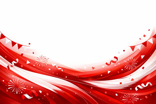 Red and White Celebration Banner Background with Festive Decorative Elements
