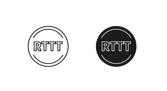 Rttt logo icon design, vector illustration of a circular emblem with the letters rttt inside, isolated on white background
