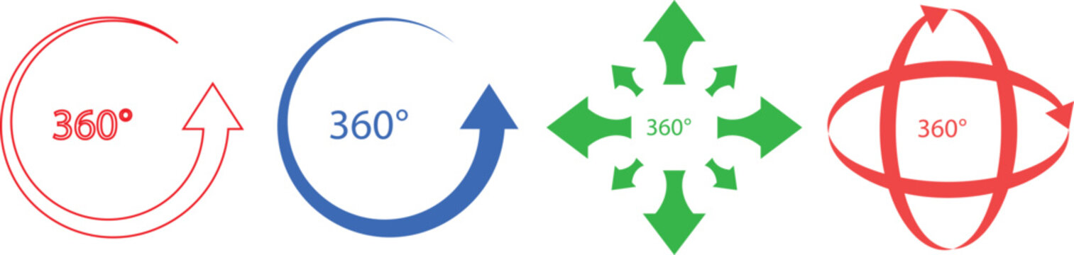 360 degree rotation arrows set