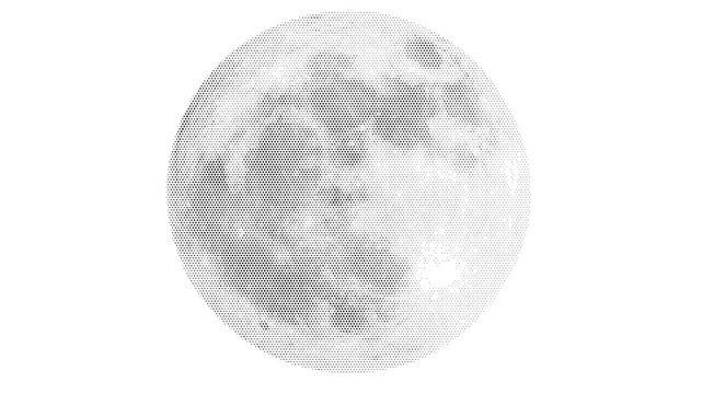 space moon lunar night halftone cosmos universe planet science celestial vector graphic design retro vintage art silhouette planet