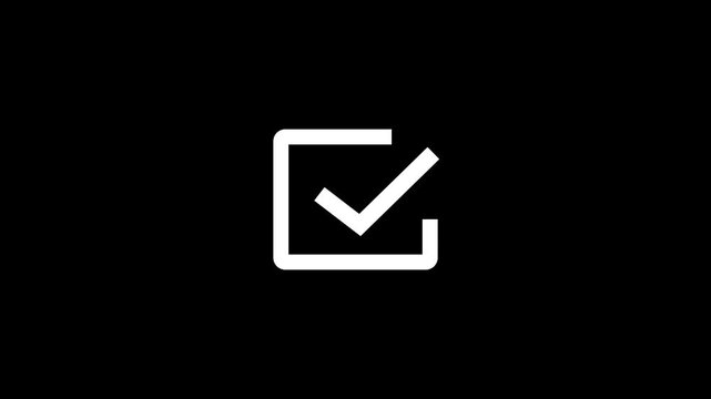 Animated reveal of icon circle.Green check mark, tick, yes, or OK symbol on black background.Clean smooth red tick motion.