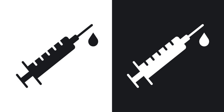 Syringe icons in solid black and white collection