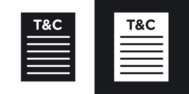 Terms and Conditions icons in solid black and white collection