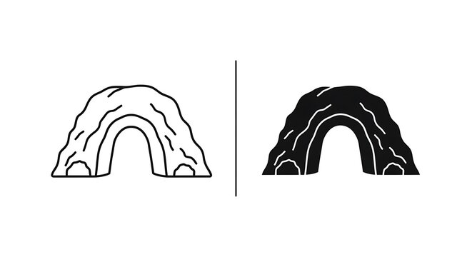 Cave entrance icon set, vector illustration