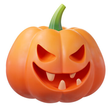 Cute 3D Halloween pumpkin Jack-o-lantern, isolated on background. Perfect for Halloween, party posters, seasonal promotions, greeting cards, stickers, social media, autumn holiday. 3d render

