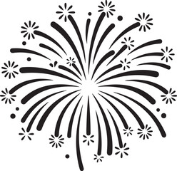 Fototapeta premium Fireworks explosion, black vector burst, celebration icon, festive graphic element