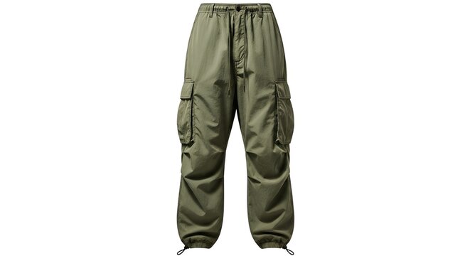 Olive green cargo pants for men.