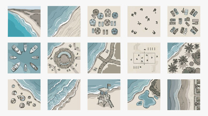 Corporate Set of Coastal and Maritime Elements for Business Presentations and Branding Materials © Ikuj