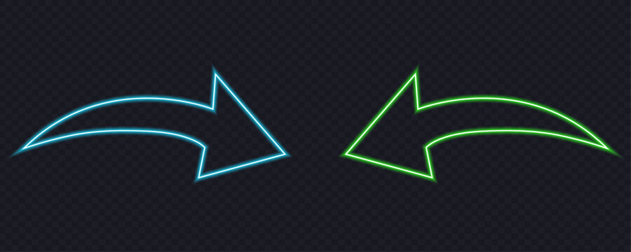 Blue and green curved neon arrows glow on dark grid, representing movement, progress, or feedback loops.