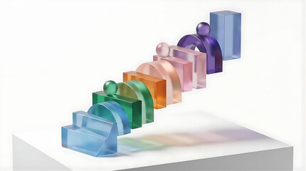 Obraz premium Modern colorful business growth background with layered glass elements for financial and corporate marketing.