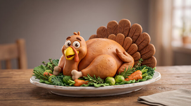 Festive thanksgiving day roasted turkey with vegetables a delicious holiday centerpiece for family gatherings