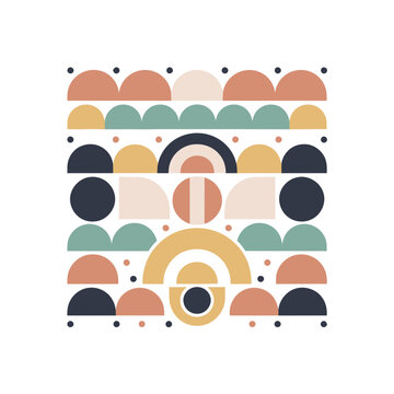 Colorful geometric semicircle and circle pattern vector