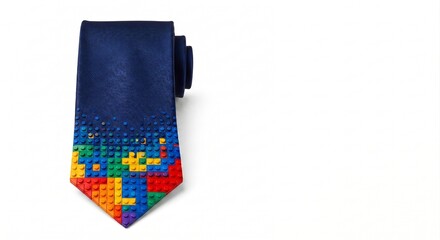 Obraz premium Pixelated building block style navy blue necktie