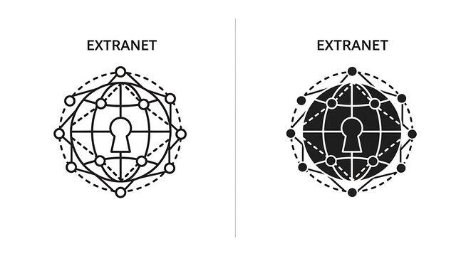 Extranet icon set, network security concept
