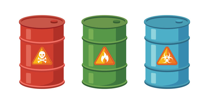 collection of hazardous material trash can icons