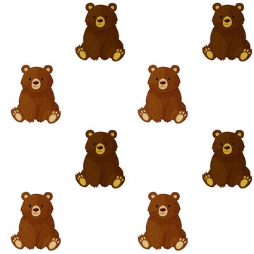 Cute bear seamless pattern on white background woodland nursery illustration