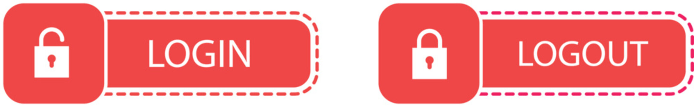 Login and logout icons with lock symbols