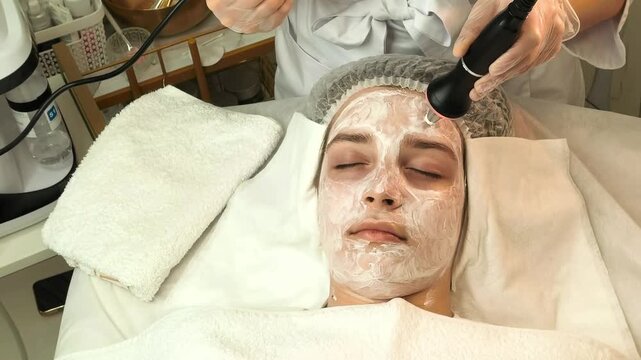 Ultrasound Phonophoresis Facial Treatment In Beauty Clinic