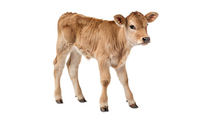 Wild young brown calf farm livestock animal standing isolated on a transparent background © Anatoli