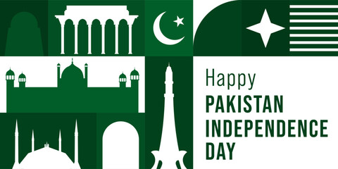 Obraz premium Pakistan Independence Day Landscape Banner template