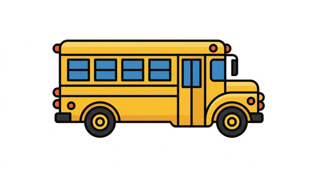 Bright School Bus Icon Illustration.