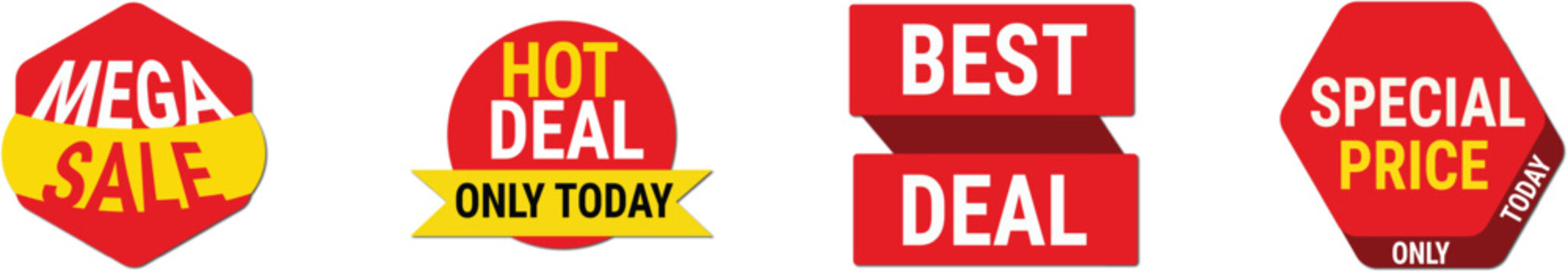 Red sale deal price badges set vector illustration