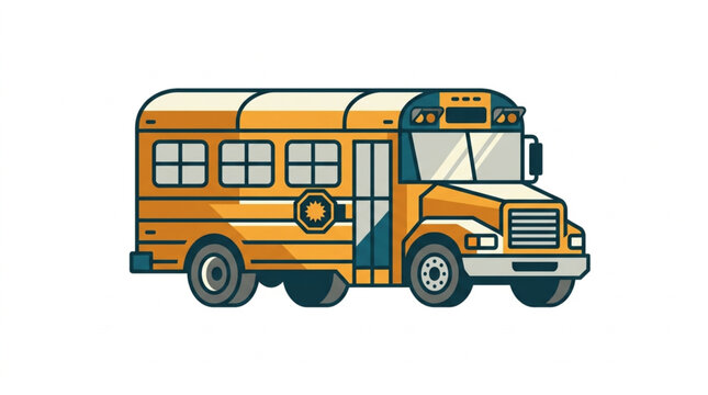 Bright School Bus Illustration.