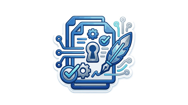 Digital Security Concept with Lock and Key Illustration.