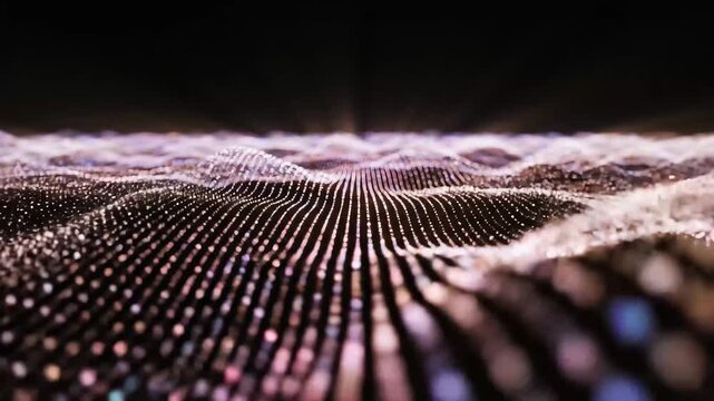 Abstract flowing dots forming continuous wave patterns animation background