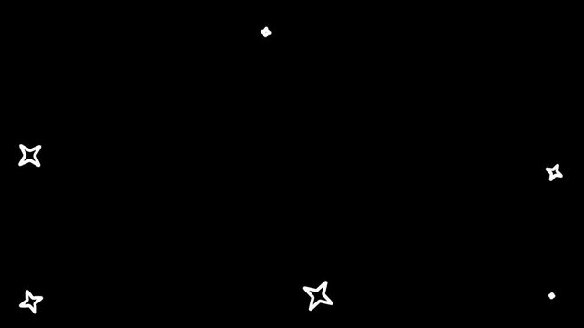 手描きのキラキラが瞬く黒背景のシームレスループフレームアニメーション