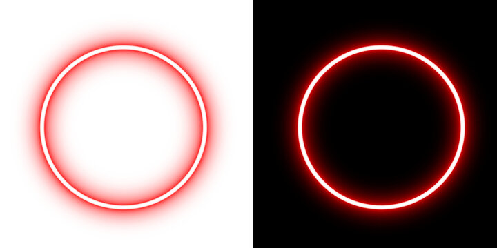 Glowing Neon Red Circle Frame Transparent PNG Isolated Round Border for Logo, Badge, Banner, Label and Graphic Design