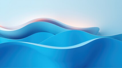 Fototapeta premium Abstract waves, flowing shapes, blue hues dominate. Soft gradients create calming visual effect. Minimalist design, modern aesthetic.