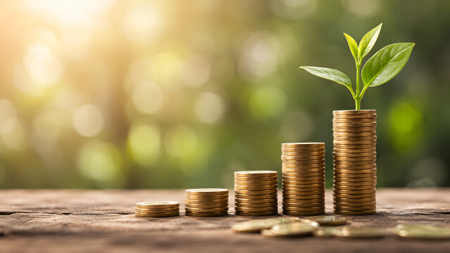 Pension Fund Growth with Plant and Coins