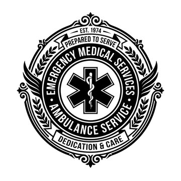 Emergency medical services ambulance vintage emblem